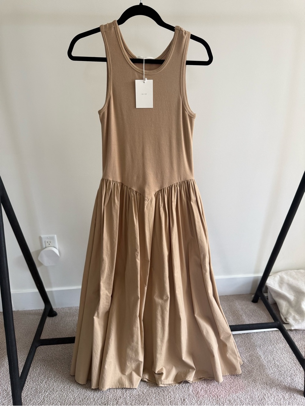 OAK + FORT Sleeveless Tan Midi Dress